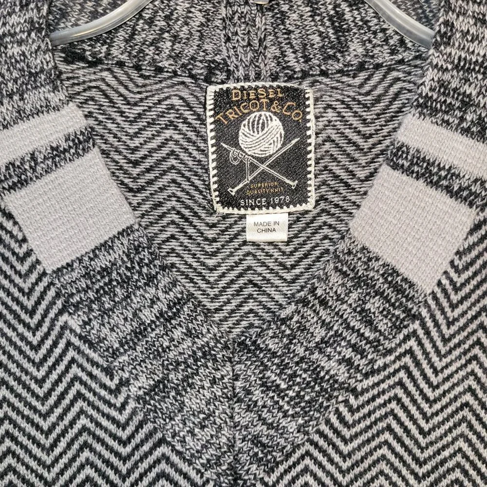 Diesel Vintage Tricot & Co. Wool Blend Herringbone V Neck Sweater
